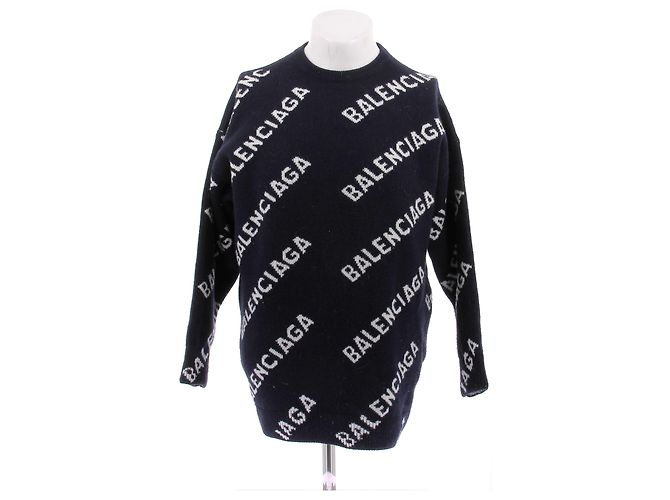 Balenciaga Marineblauer Pullover mit Logo