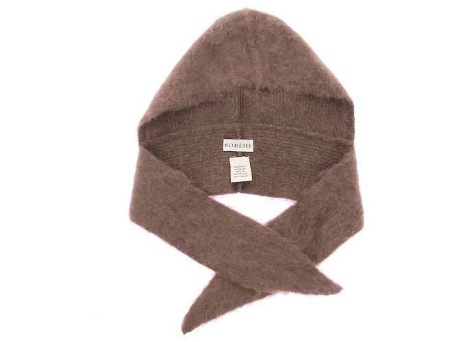 Autre Marque Capuche détachable en maille marron Brown