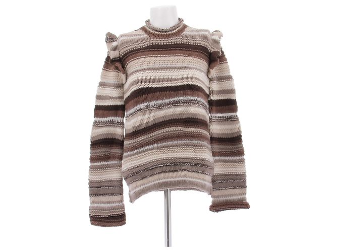 Chloé Pull marron en cachemire rayé