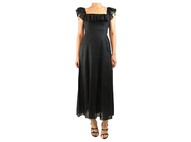 Zimmermann Schwarzes Leinen-Midikleid - Größe UK 10
