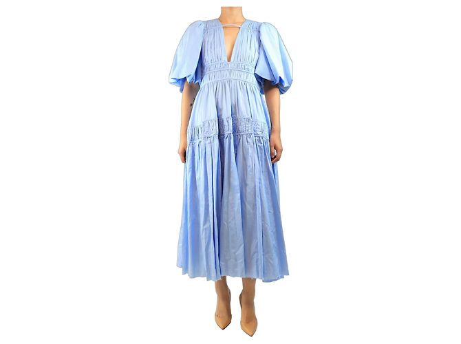 Maje Vestido azul de mangas abullonadas - size UK 14