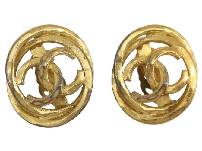 CHANEL COCO Mark Earring Metal Gold CC