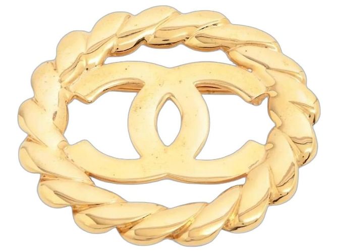 Chanel Gold Coco Mark wreath 25 Brosche Golden
