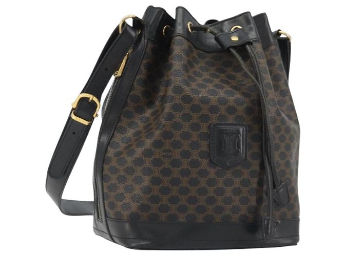 Céline CELINE Macadam Shoulder Bag PVC Leather Black Gold