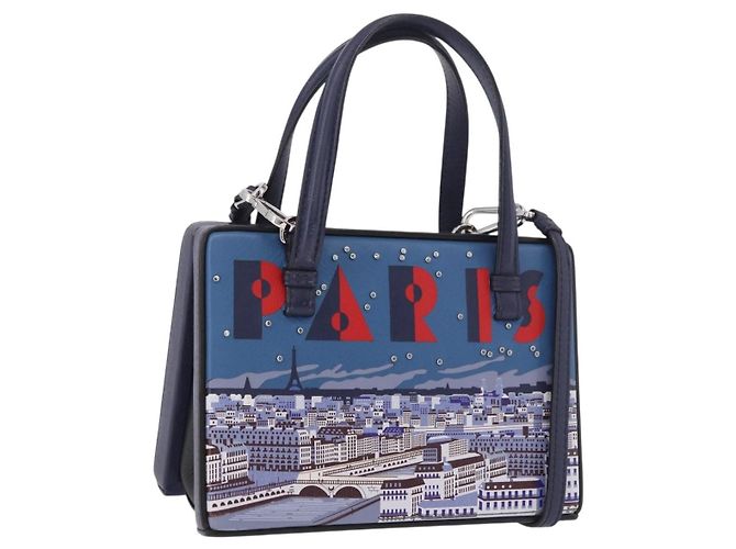 LOEWE Bolso de mano de piel 2way Navy Silver