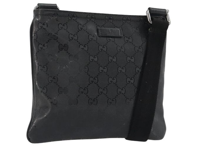 GUCCI GG Implementation Shoulder Bag PVC Black Silver 201538