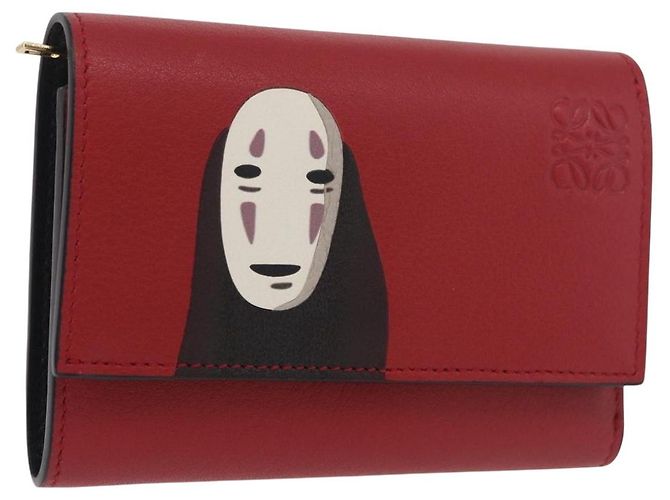LOEWE Studio Ghibli No-Face Compact Wallet Leather Red Gold