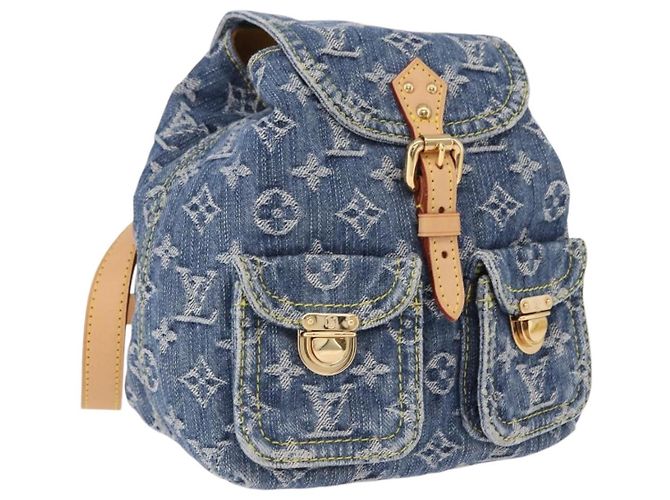 LOUIS VUITTON Monogram Denim Sac A Dos PM Backpack Blue LV