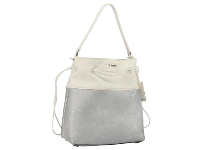 Miu Miu Schultertasche Leder Silber