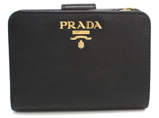 Prada Bi-Fold Saffiano Leather Wallet Black
