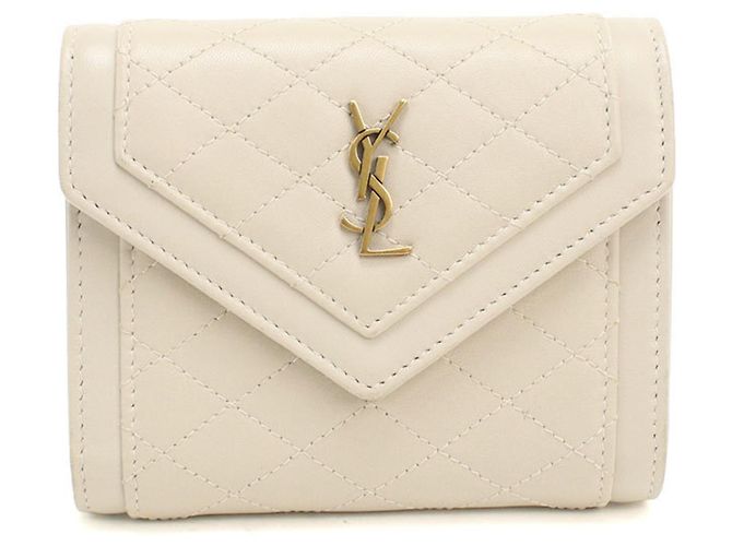 Saint Laurent Tri-fold Wallet in Ivory Cream