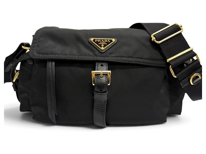 Prada 1BD394 Explorer Medium Shoulder Bag Black Golden