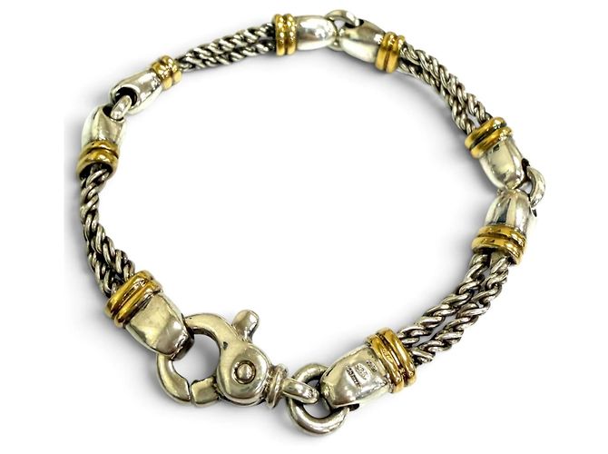 Pulseira com Pingente Double Rope Tiffany & Co. Prata Dourado