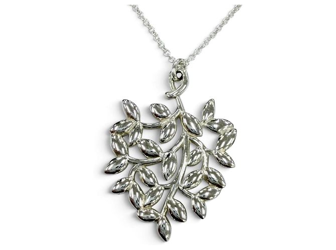 Tiffany & Co. Paloma Picasso Olive Leaf Anhänger-Halskette Silber