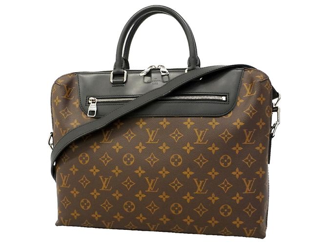 Sac briefcase Louis Vuitton Monogram Macassar Marron Noir