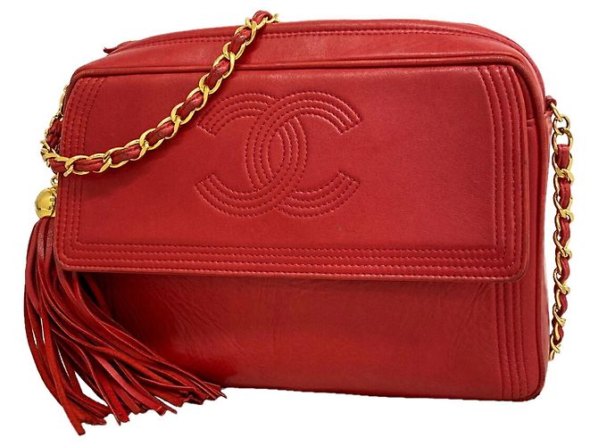 Borsa a tracolla Chanel in pelle rossa Rosso