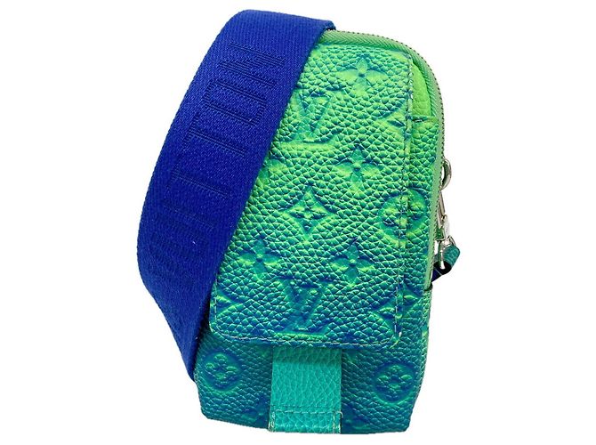 Sac à épaule Louis Vuitton Taurillon Illusion Bleu Vert clair