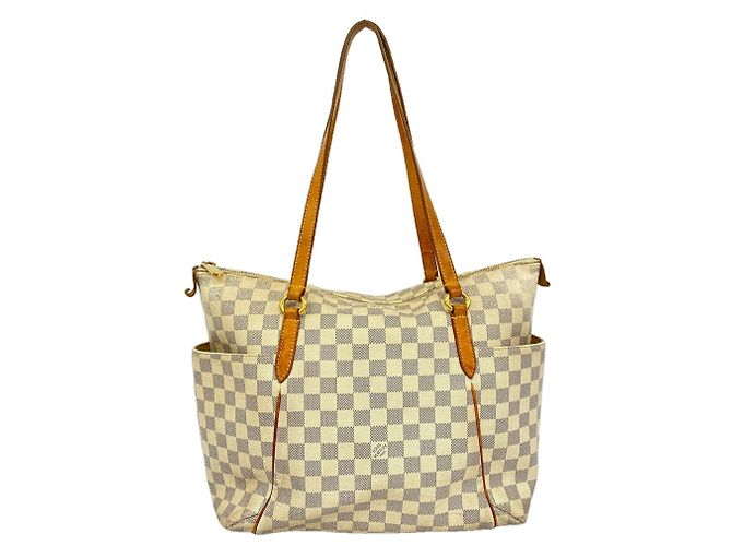 Louis Vuitton Damier Azur Totally MM Tote Bag Weiß