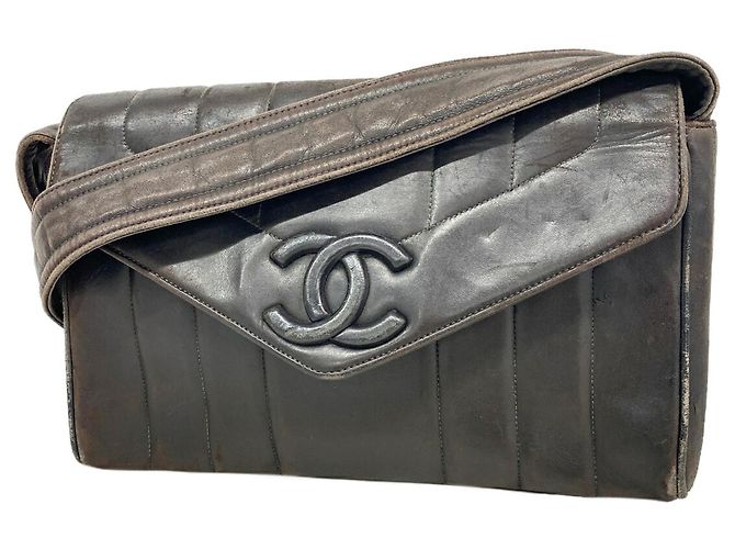 Bolso de hombro Chanel de piel de cordero negra Negro