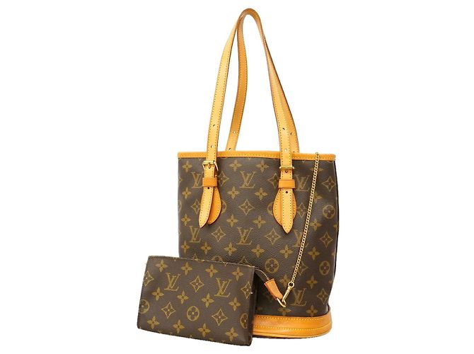 Borsa Tote Louis Vuitton Monogram Petite Bucket Marrone