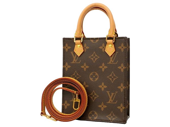 Bolso Louis Vuitton Monogram Petite Sac Plat Castaño