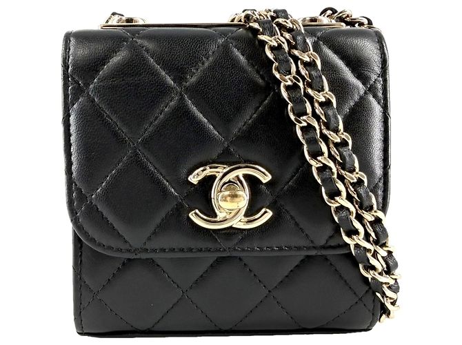 Borsa a tracolla Chanel Mini Matelassé Nero Bianco