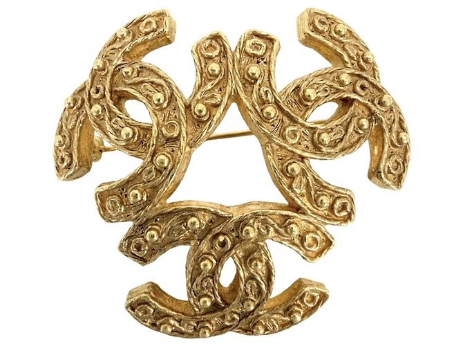 Spilla Chanel Oro e Bianca Bianco D'oro