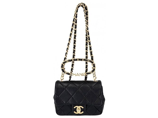 Borsa a tracolla Chanel Mini Matelassé Nero Bianco