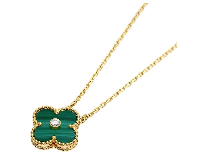 Collana Van Cleef & Arpels Vintage Alhambra Malachite e Diamanti
