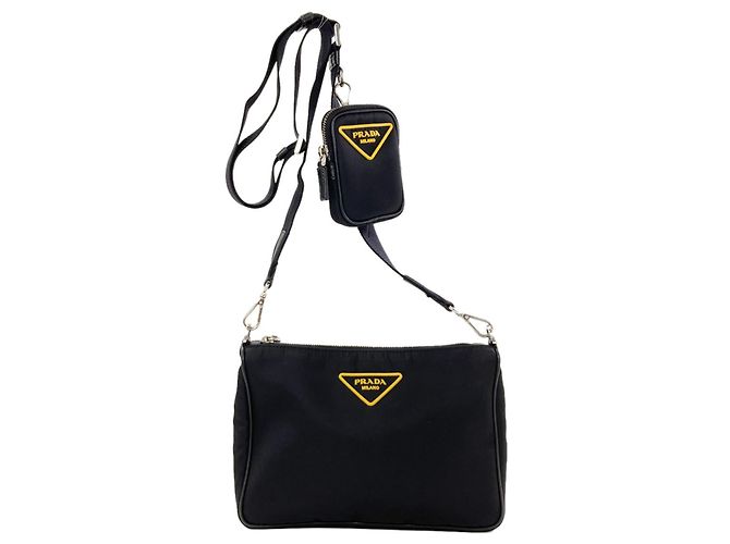 Borsa a tracolla Prada con logo Triangle Nero