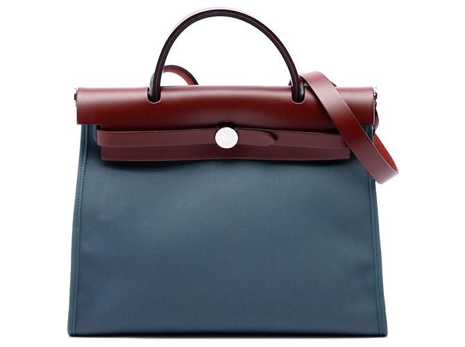 Hermès Blue Toile Herbag Zip 31