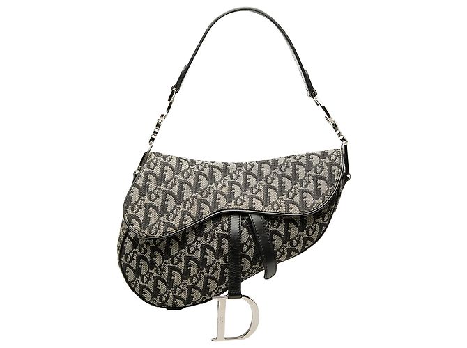 Sac Saddle Diorissimo en toile gris Dior Marron