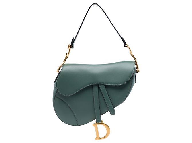 Bolsa Saddle Dior em pele de vitelo lisa verde