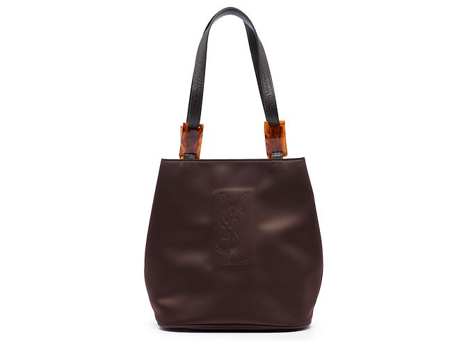 Saint Laurent Tote in nylon marrone e tartarugato Marrone scuro