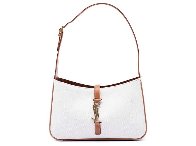 Saint Laurent Le 5 a 7 em lona branca e couro Branco