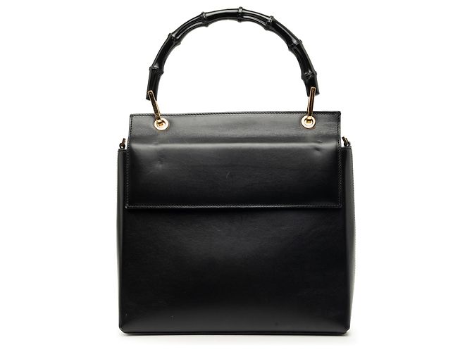Bamboo Bolsa Satchel Gucci em couro de bezerro preto com bambu