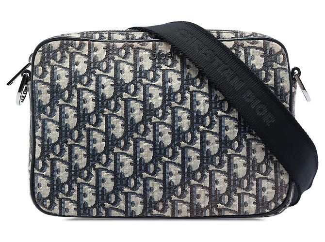 borsetta tripla Saddle in tela Oblique blu Dior Blu navy