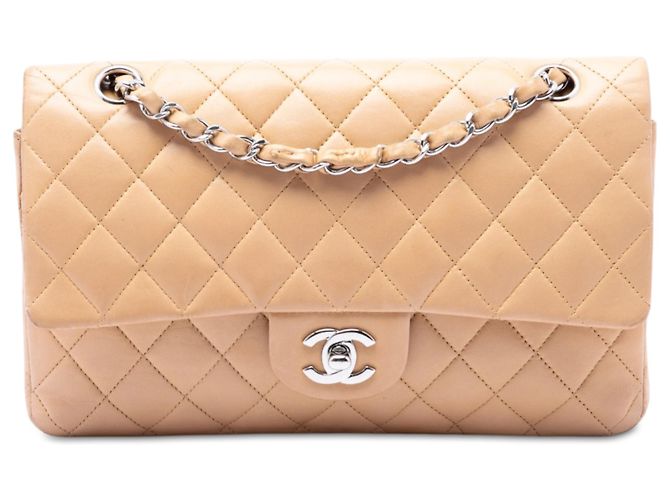 Chanel Beige Medium Classic Lambskin Double Flap Bege