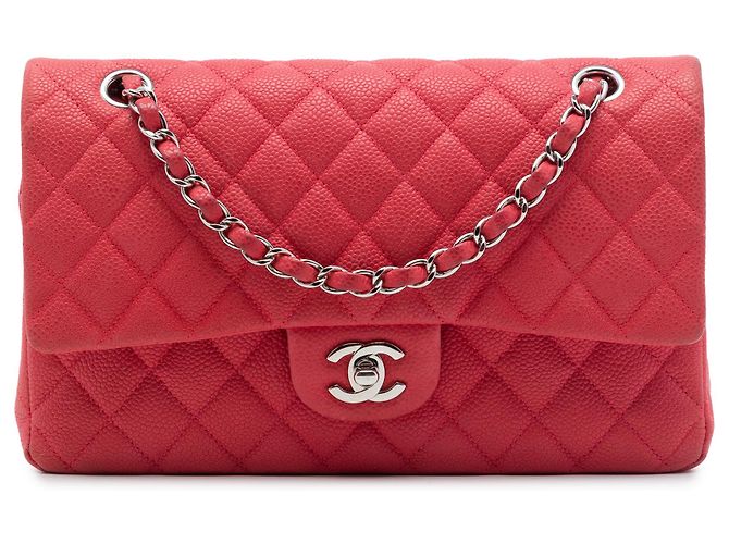 Chanel Red Medium Classic Caviar Double Flap Rosso