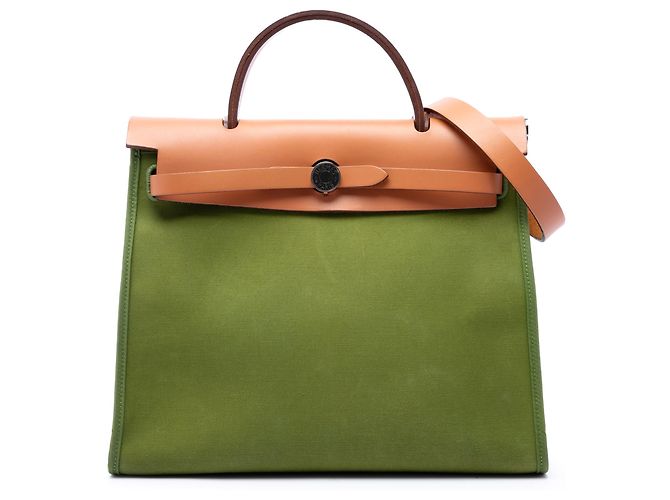 Hermès Green Toile Herbag Zip 31 Vert Vert olive