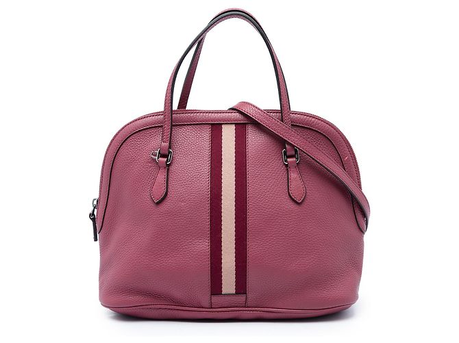 Borsa Satchel Dome Gucci in pelle di vitello rosa Medium con fascia Web