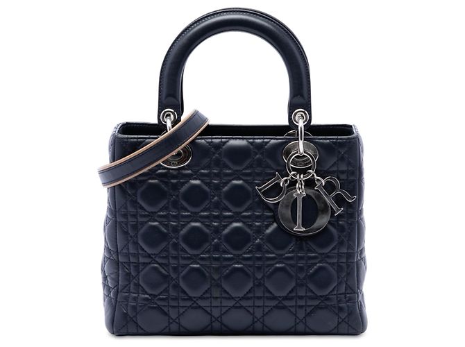 Dior Black Medium Lambskin Cannage Lady Dior Nero