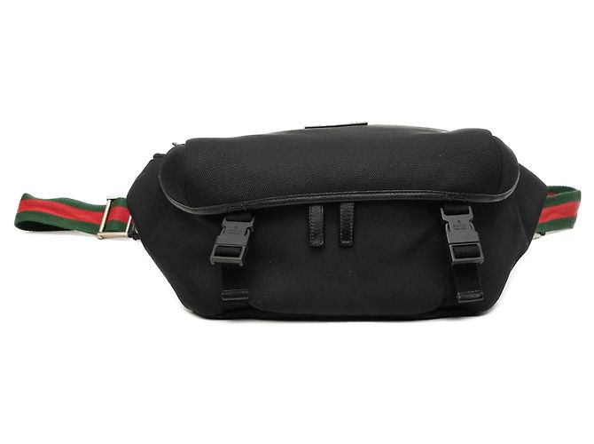 Borsa cintura Gucci Black Canvas Techno Web Nero