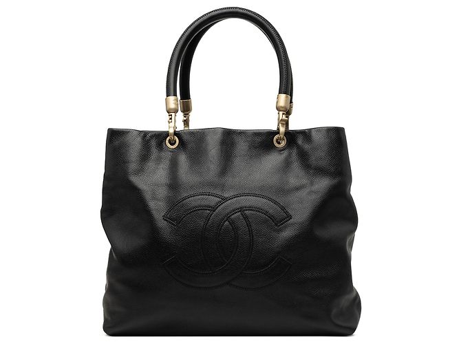 Sac Cabas Chanel Black CC Caviar Noir