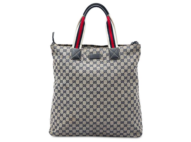 Tote Verticale Gucci in Canvas GG Beige con Web