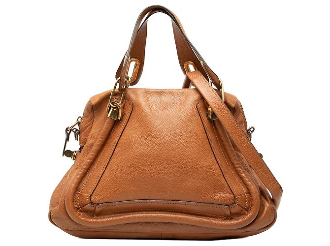 mala Satchel Paraty Chloé em couro castanho Medium Marrom