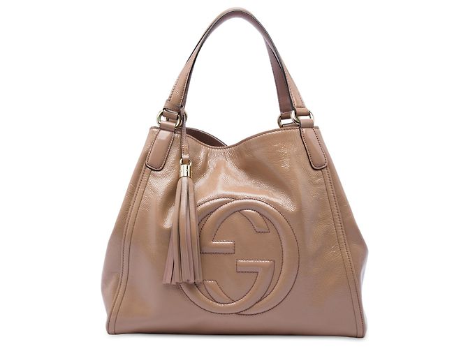Gucci Soho Cellarius Tote Medium Lackleder Braun Fleisch
