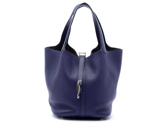 Hermès Blue Clemence Picotin Lock 22 Bleu