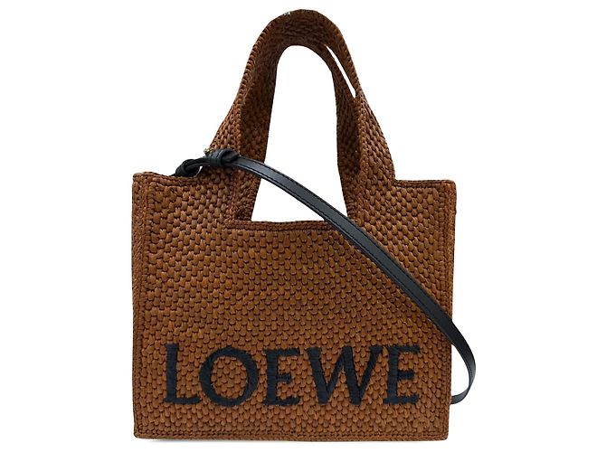 Petit cabas Font en raphia marron LOEWE