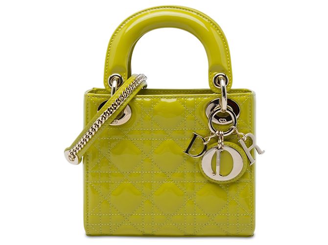 Dior Yellow Mini Patent Cannage Lady Dior Jaune
